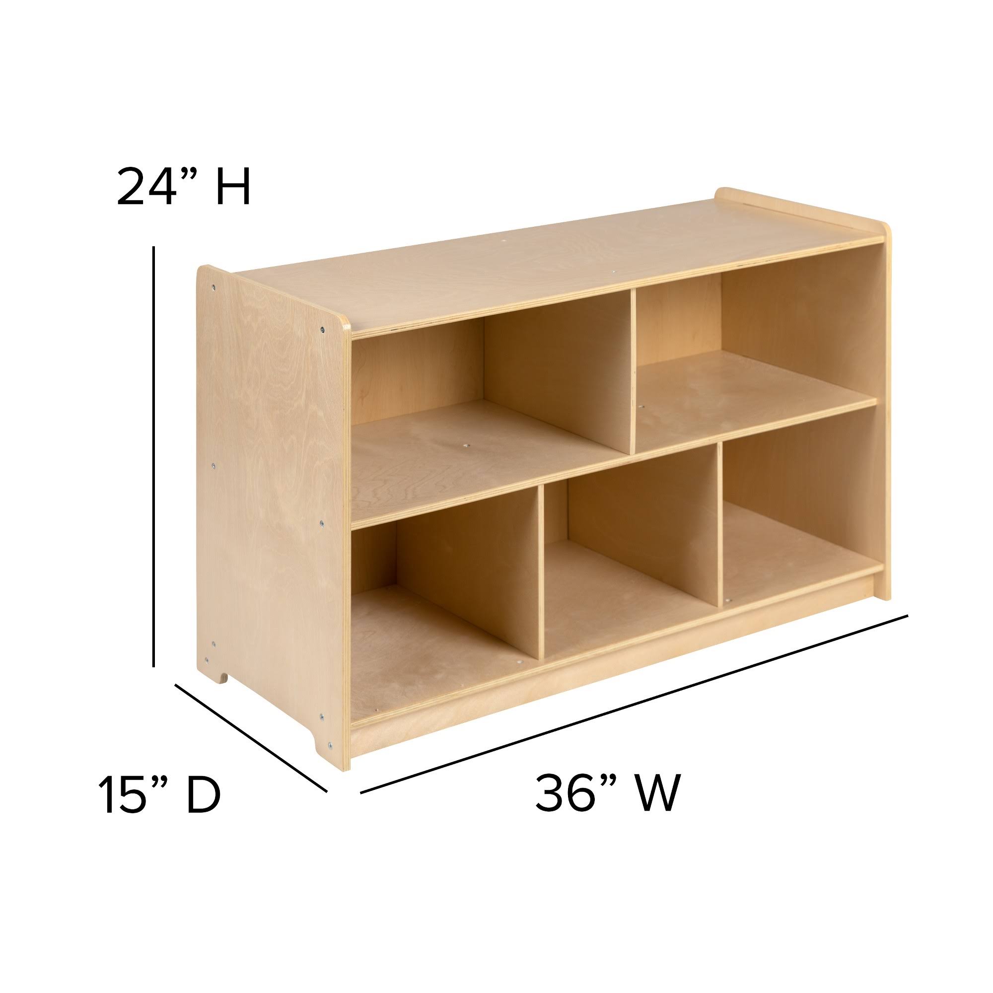 Flash Furniture Wooden 5 Section School Classroom Storage Cabinet for Commercial or Home Use - Safe, Kid Friendly Design - 24x22