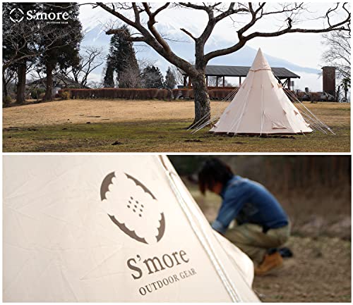 S'more Canvas Bell & Teepee Camping Tent, Water Resistant, Hot Tent with Stove Jack, 4 Season Outdoor Glamping Tent