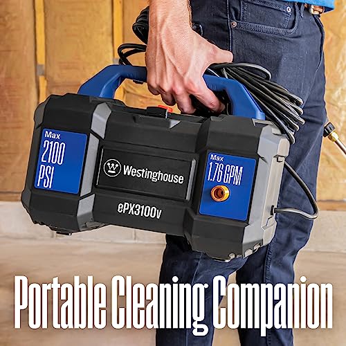 Westinghouse ePX3100v Electric Pressure Washer, 2100 Max PSI 1.76 Max GPM, Built-in Carry Handle, Detachable Foam Cannon, Pro-Style Steel Wand