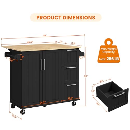 Yaheetech Kitchen Island Cart with Drop-Leaf Countertop
