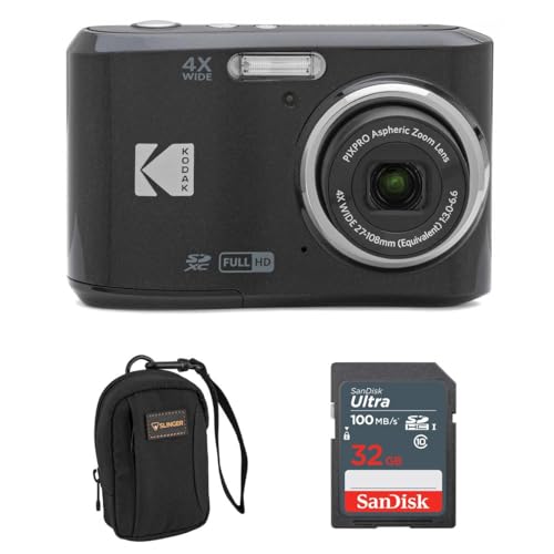 Kodak PIXPRO FZ45 Friendly Zoom 16MP Full HD Digital Camera, Red, Bundle with 32GB Memory Card and Camera Bag