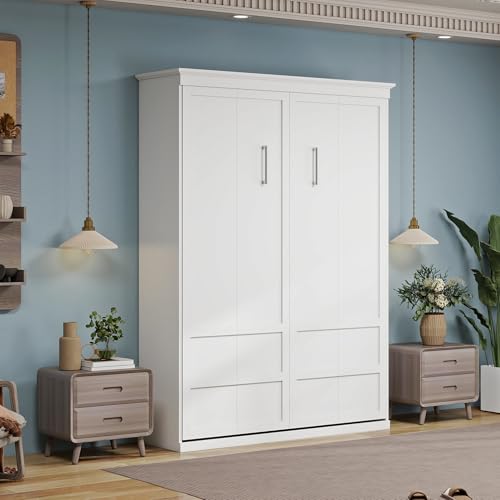 Black Wood Full Size Murphy Bed, Murphy Bed Full Space-Saving Wall Beds