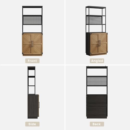SICOTAS Book Shelf Bookcases with Storage - 75.3” Tall Book Shelves Case 5 Tier Large Modern Bookshelf Case with Door