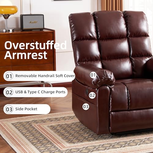 Oversized Power Lift Recliner Chair with Massage and Heat for Elderly, 26" Extra Wide Lift Chair for Big and Tall