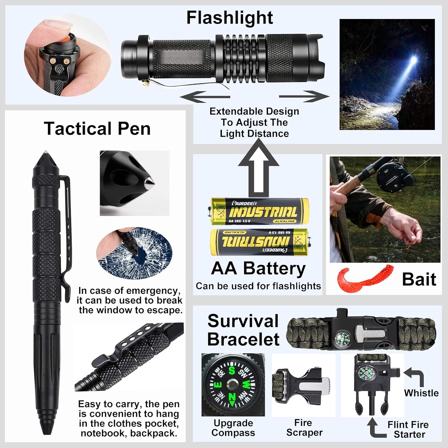 Gifts for Men Dad Husband Fathers Day, Survival Gear and Equipment kit 21 in 1, Professional Cool Gadgets Stuff Tactical Tool
