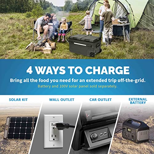 Newair Portable 80 Qt. Electric Car Camping Cooler with 4 Battery Protection Modes, Dual Zone Fridge and Freezer Storage, Retractable Handle