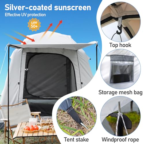Easy Set up Inflatable Camping Tent 3-4 Person Glamping Outdoor Air Blow Up Tents, Waterproof Inflatable House Tent for Adults