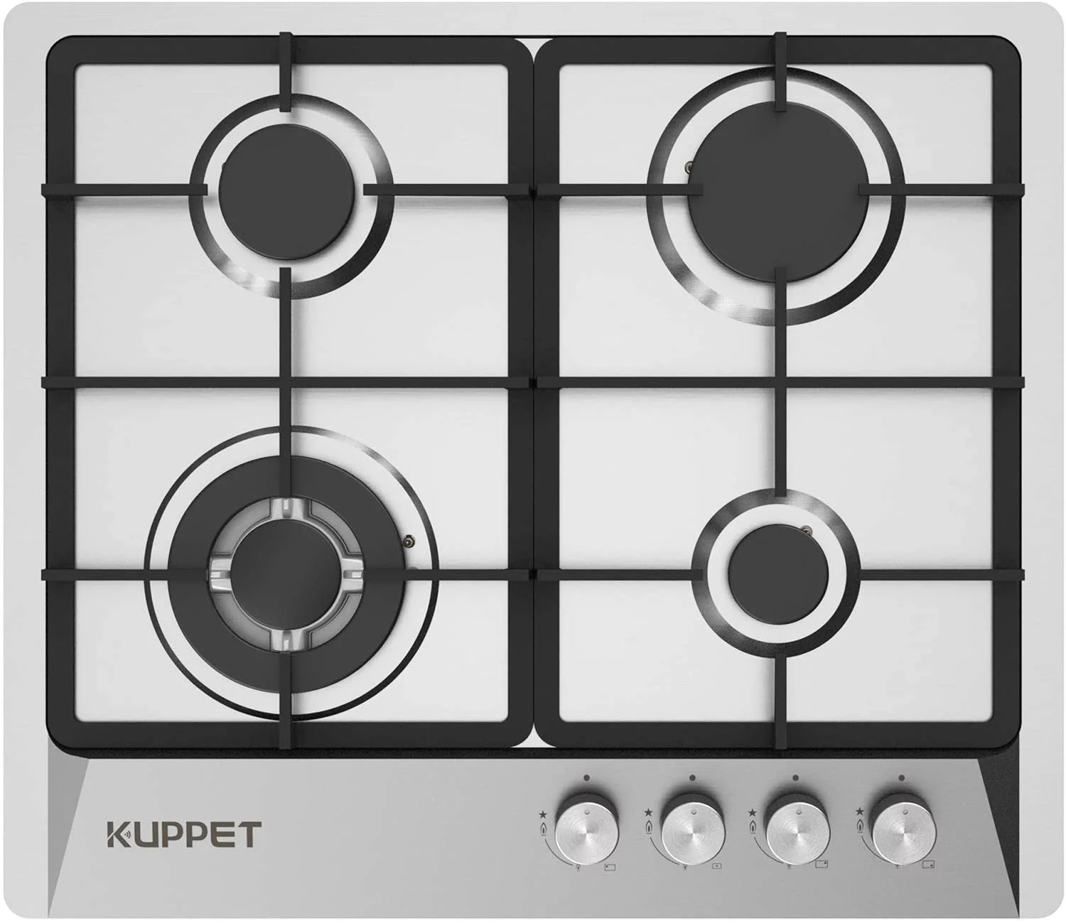 24 Inch Gas Cooktop, KUPPET QM4050 Gas Stove Cooktop with 4 Italy Sabaf Sealed Burners, Stainless Steel Cooktop Gas Hob