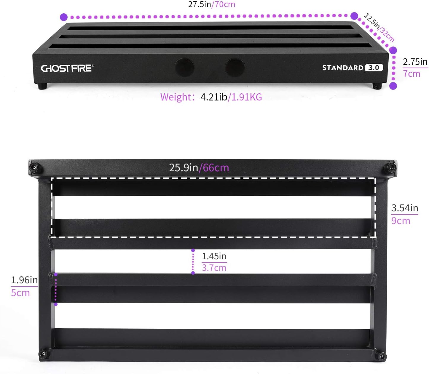 Ghost Fire Guitar Pedal Board Aluminum Alloy Effect Pedalboard with Carry Bag,V series (V-BABY MAX（Deluxe Edition）)