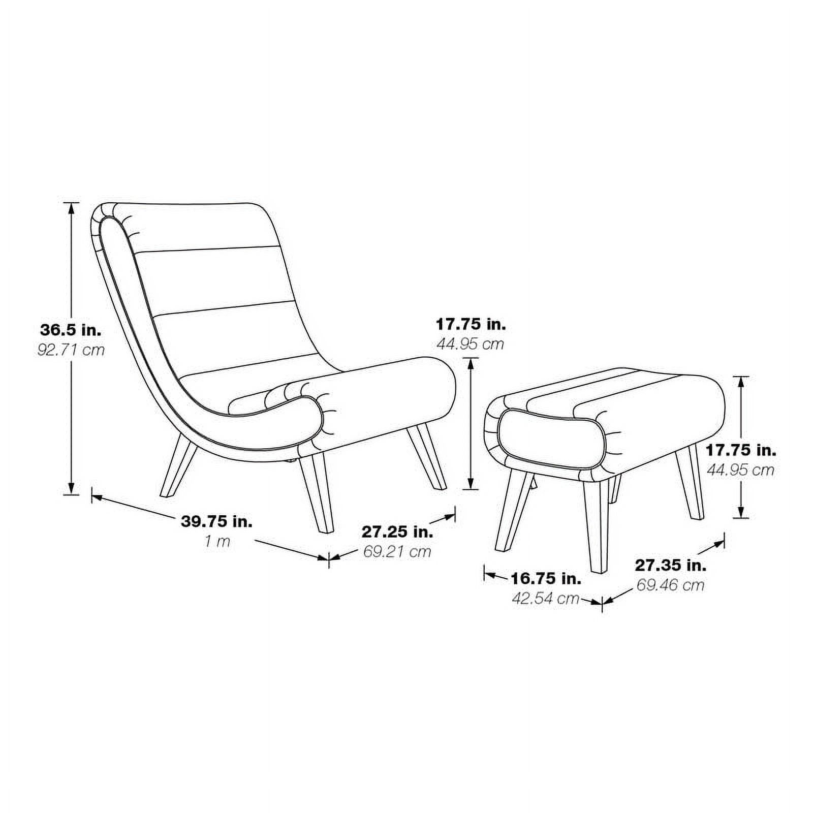 OS Home and Office Furniture Hawkins Lounger with Ottoman in Pewter Faux Leather