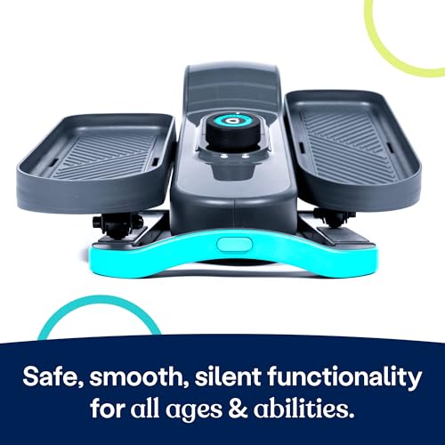 Cubii GO Aqua - Compact Whisper Quiet Under Desk Elliptical with LCD Monitor, Adjustable Resistance, Portable Design with Telescopic Handle & Wheels