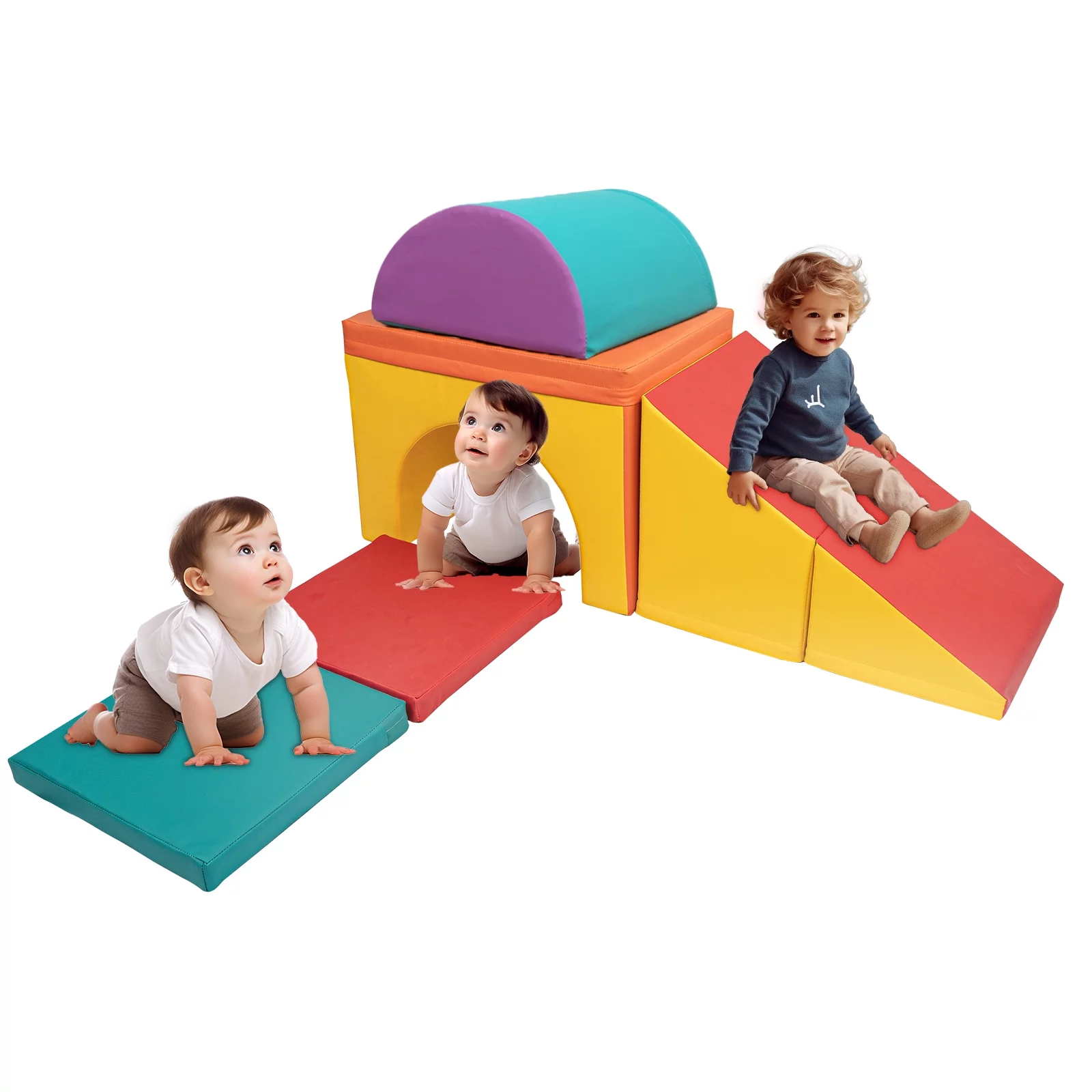 KORIMEFA 5 PCS Kids Climbing Toys for Toddlers 1-3, Lightweight Couch Kids for Crawling Sliding, Soft Play Equipment Foam Climber Blocks