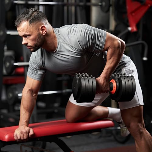 Adjustable Dumbbell, 55LB Dumbbell Set with Tray for Workout Strength Training Fitness