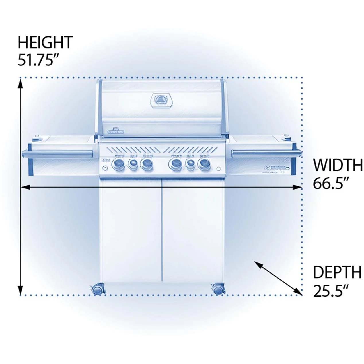 Napoleon Prestige Pro 500 Propane Gas Grill With Infrared Rear Burner And Infrared Side Burners