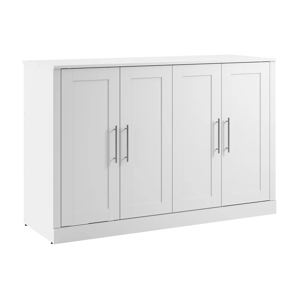 Bestar Pur 69" Modern Engineered Wood Full Cabinet Bed with Mattress in White