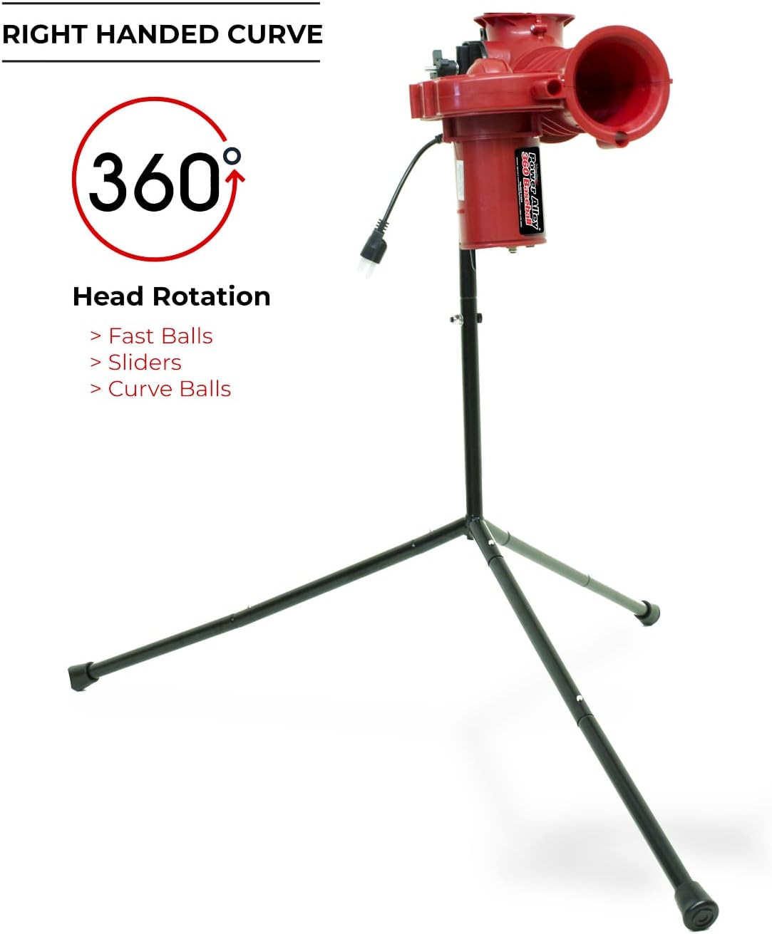 Heater Power Alley Lite 360 Baseball Pitching Machine, Pitches Lite Balls 40-80 MPH, Fastballs, Sliders, & Curves