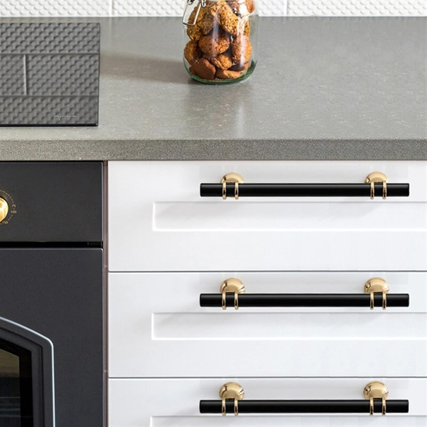 Cabinet Handles/Drawer Pull Modern Zinc Alloy Black Gold Door Handles Kitchen Cabinet Handles Solid Drawer Knobs Fashion Furniture Handle Hardware