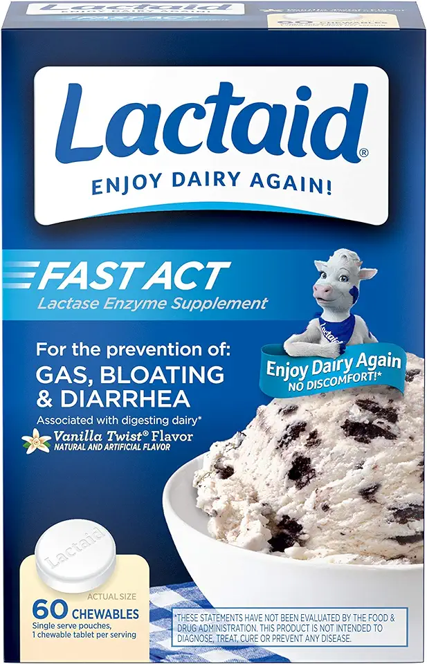 LACTAID Fast Act Chewables Vanilla Twist 60 ea (Pack of 3) - Kansas Nuitrition - HNZSDS