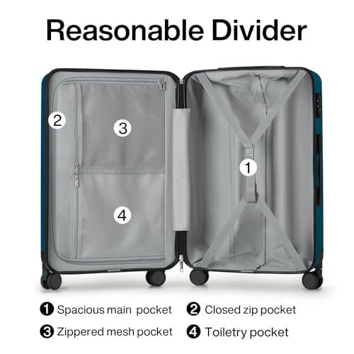 Hanke 29 Inch Luggage Suitcases With Spinner Wheels Lightweight PC hardside Rolling Suitcase With Travel Lock, Checked-Large 29-Inch(Blackish Green)