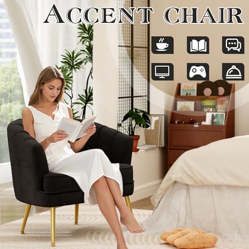 Andeworld Velvet Accent Chair, Upholstered Modern Single Sofa Side Chair