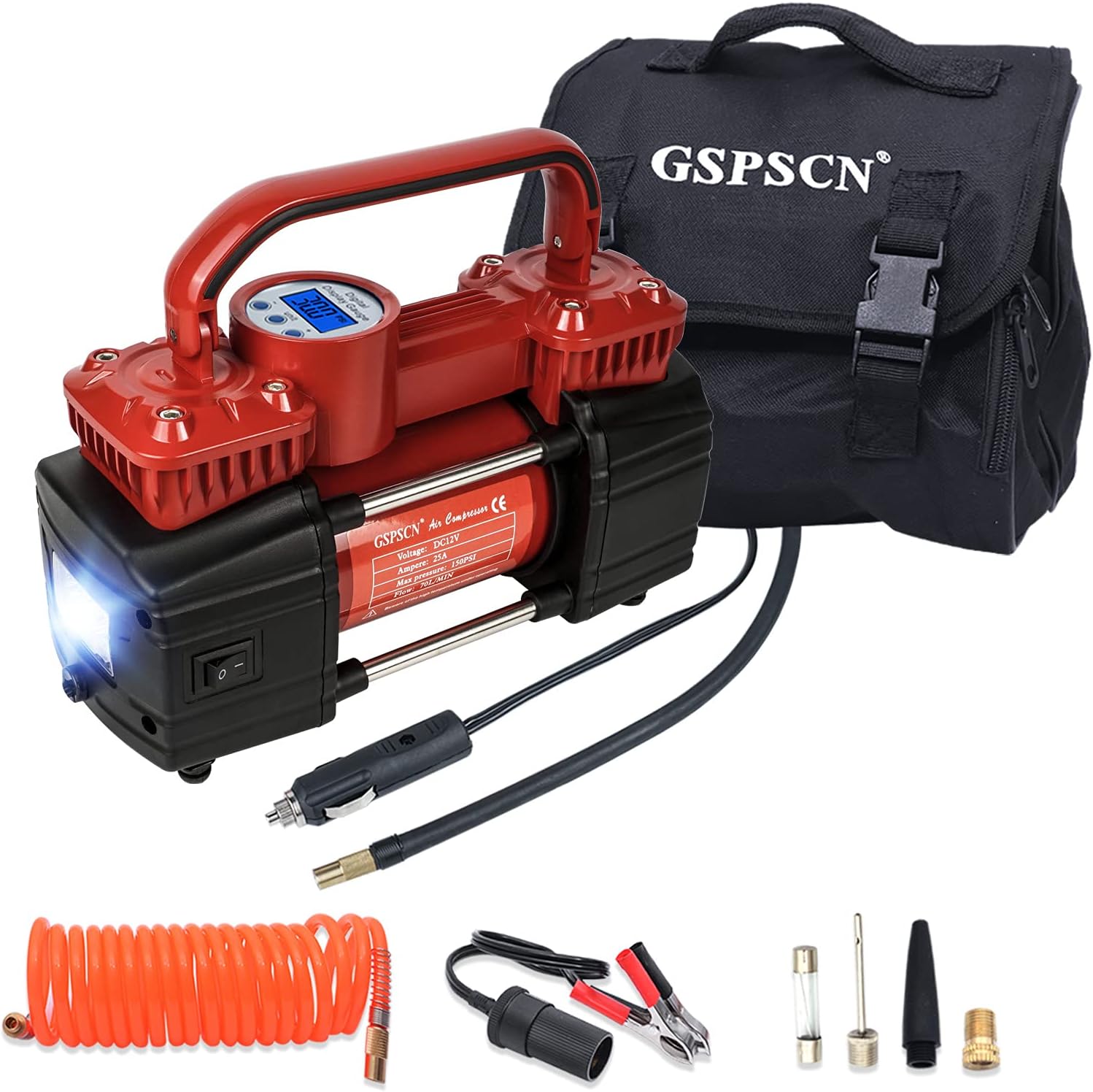 GSPSCN Portable Digital Car Tire Inflator with Gauge 150Psi Auto Shut-Off