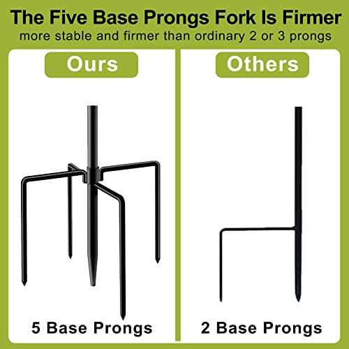 Double Shepherds Hook for Outdoor,78 Inch Bird Feeder Pole with 5 Prongs Base,Adjustable Heavy Duty Garden Hanging Holder for Hanging Plant