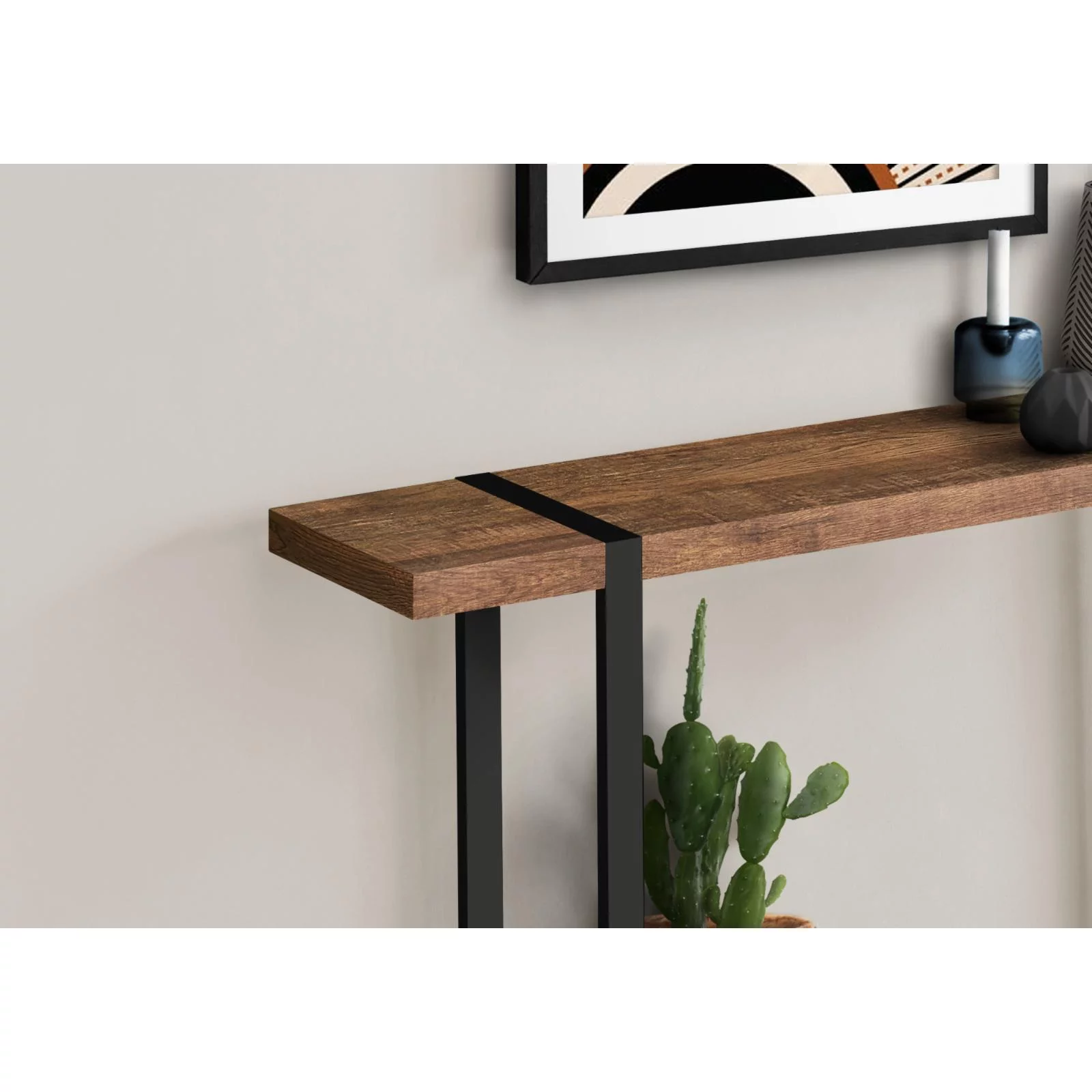 Accent Table Console Entryway Narrow Sofa Bedroom Metal Black