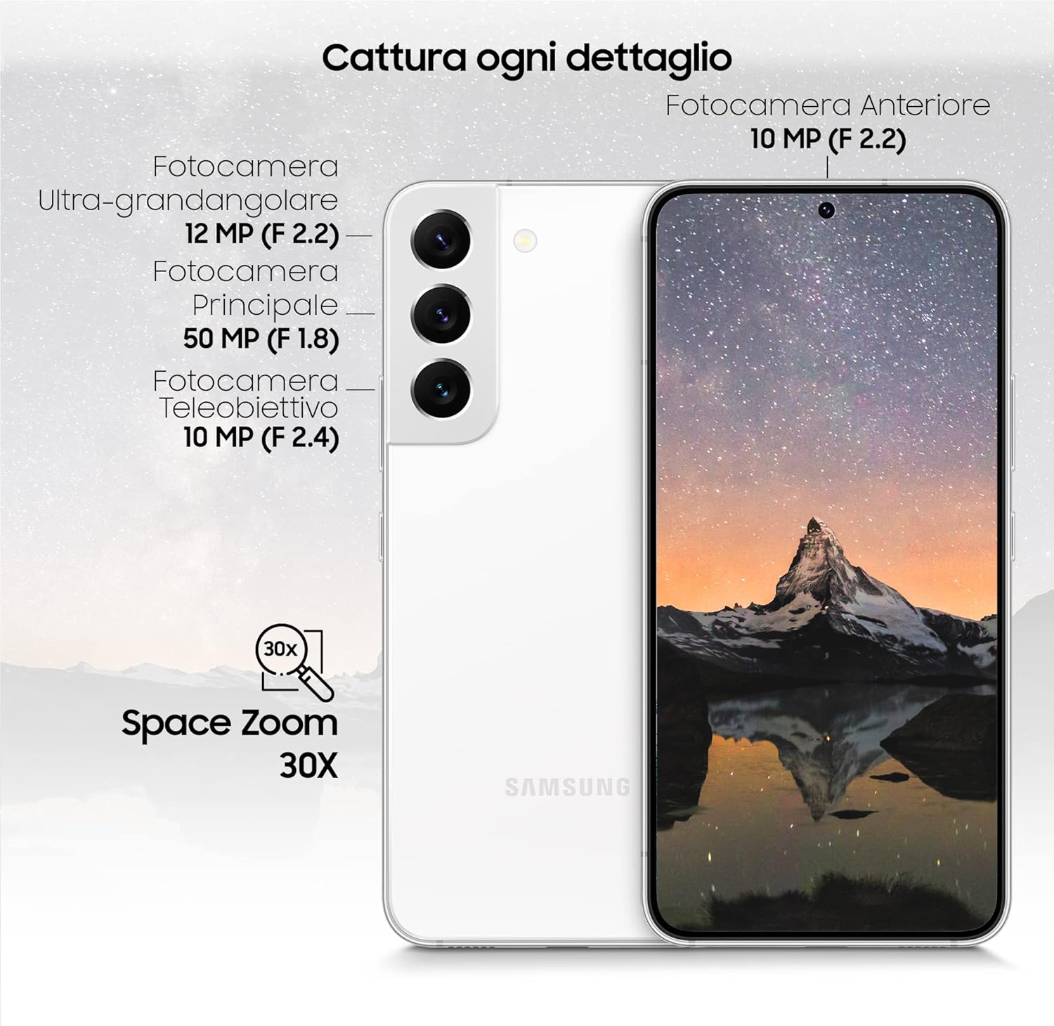 SAMSUNG Galaxy S22 5G SM-S901B/DS 128GB 8GB Dual SIM Factory Unlocked GSM Smartphone - International Version (White)
