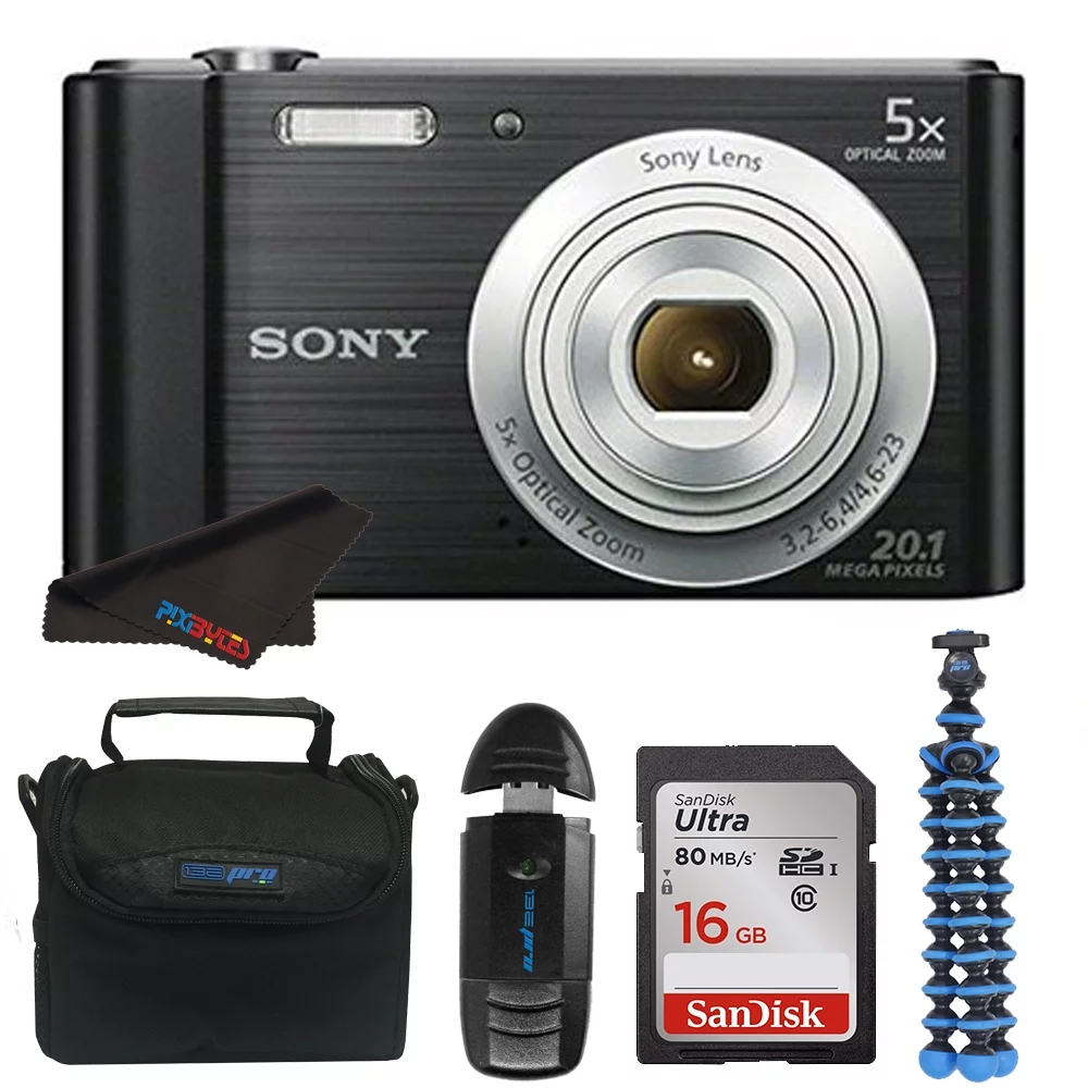 Sony Cyber-shot DSC-W800 Digital Camera (Black) + 16GB Pixi- I3ePro Accessory Bundle