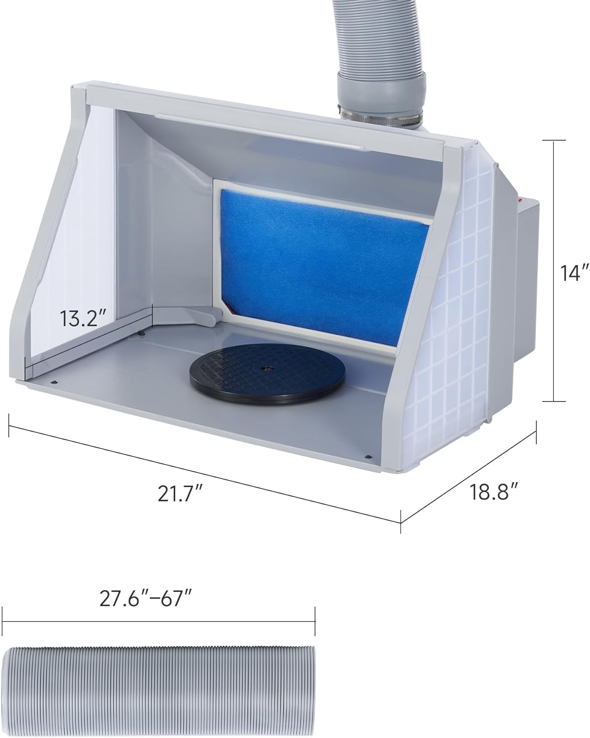 Airbrush Spray Booth With Dual Fans, Portable Paint Spray Booth For Airbrushing With Stepless Speed Switch, 3 LED Lights And Exhaust Hose