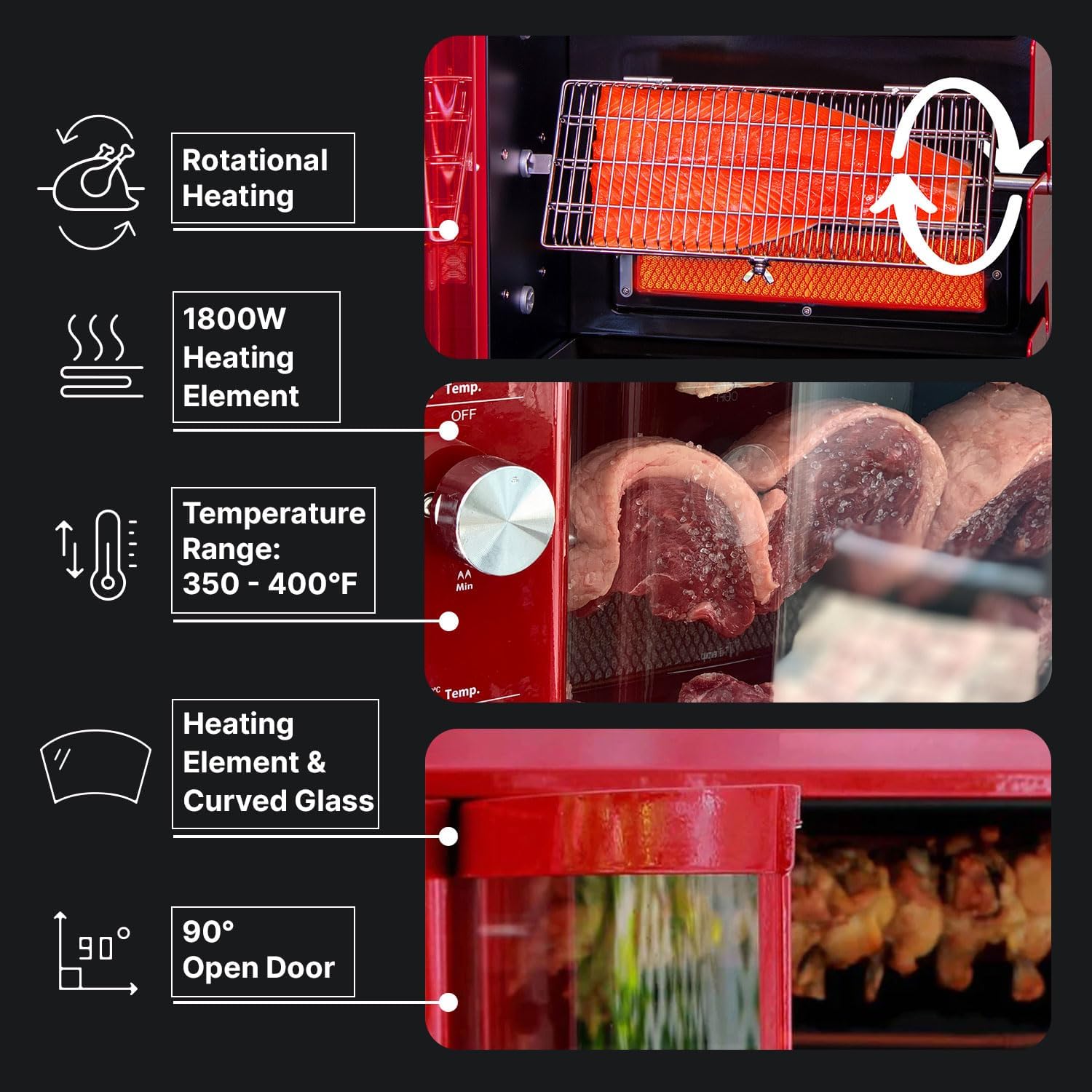 Brazilian Flame Churrasco® Gas Rotisserie Oven Grill Roaster with Auto Rotating Skewers for Rotisserie Chicken, Brazilian Style BBQ and Churrasco