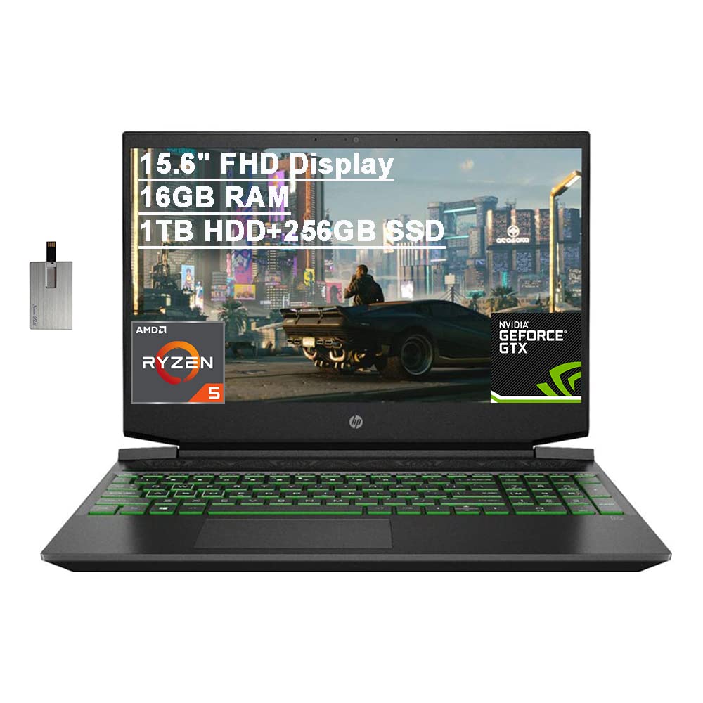 HP 2021 Pavilion 15.6" FHD Gaming Laptop Laptop, AMD Ryzen 5-4600H, 16GB RAM, 1TB HDD+256GB SSD, Backlit Keyboard, B&O Audio, HD Webcam
