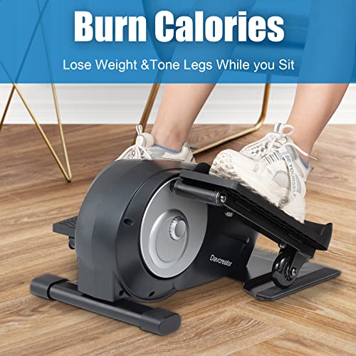 Davcreator Under Desk Bike Pedal Exerciser, Foot Peddler Exerciser with Magnetic Adjustable Resistance, Sitting Mini Exercise Bike for Home Workout