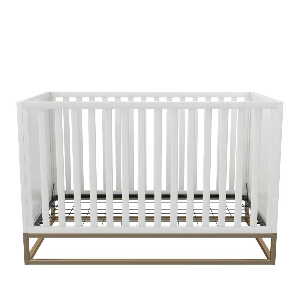 Little Seeds Haven 3 in 1 Convertible Wood Crib with Base in White and Gold - DA8028579LS