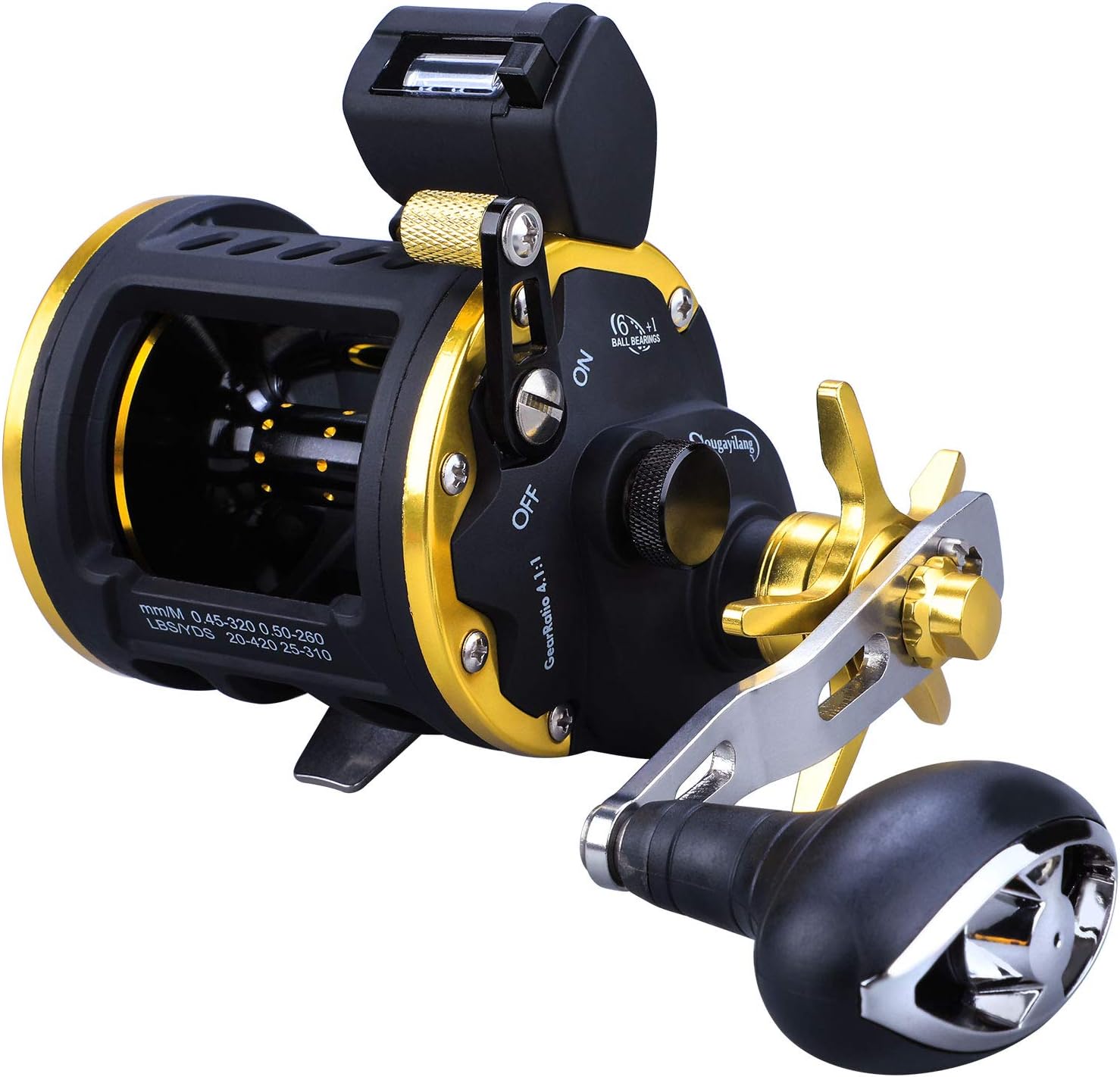 Sougayilang Line Counter Fishing Reel Conventional Level Wind Trolling Reel Pack of 2