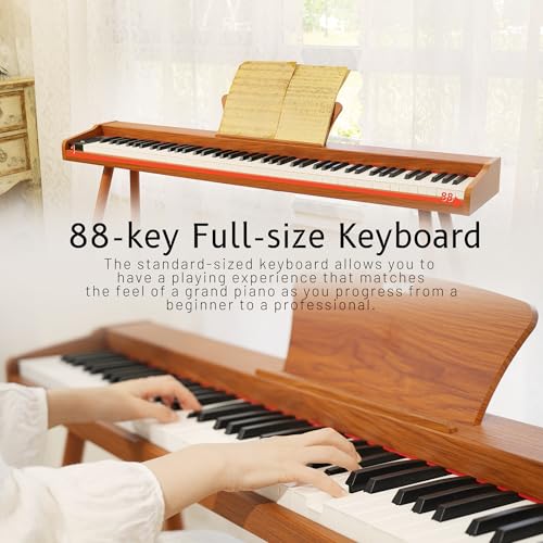 Digital Piano 88 Key Weighted Keyboard, Full-size Electric Piano for Beginners, with Triple Pedal, Sheet Music Stand