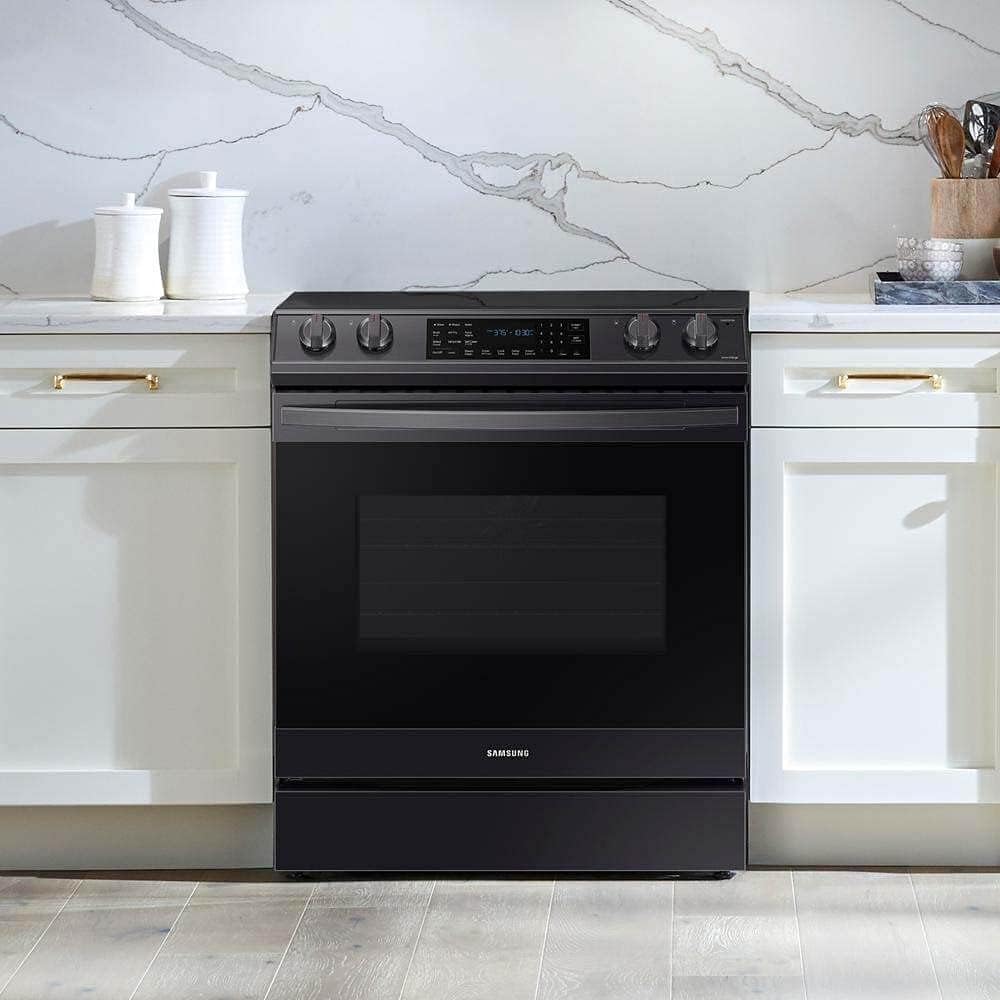 SAMSUNG 6.3 Cu Ft Smart Front Control Slide-In Electric Range Kitchen Stove w/ Air Fry, Convention+, Wi-Fi, Large Oven Capacity, NE63T8511SG/AA