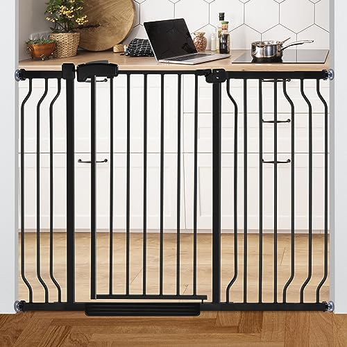 37.4" Extra Tall Baby Gate for Stairs Doorways with Door, 29-52.5" Wide Easy Install Dog Gate Indoor