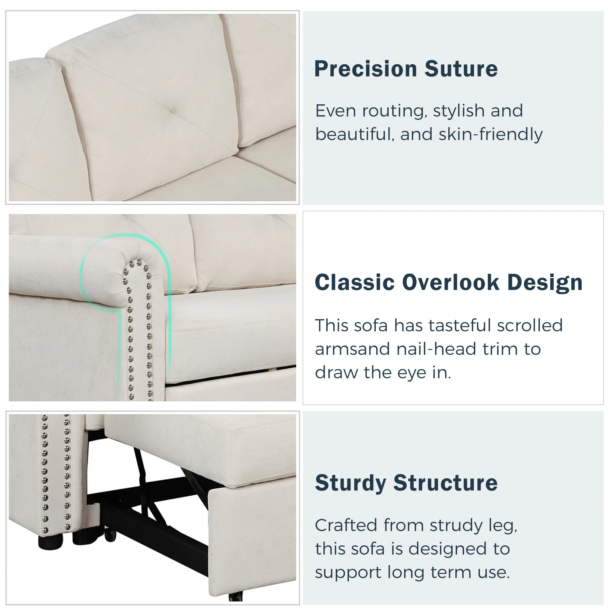 EUROCO 83” Pull Out Sofa Bed,Velvet Convertible Sleeper Sofa,L Shaped Sofa Couch with Storage Chaise, Sectional Couch Bed for Living Room