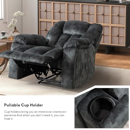 Phoenix Home Manual Recliner Chair for Adults with Massage and Heat, Overstuffed Fabric Reclining Chair