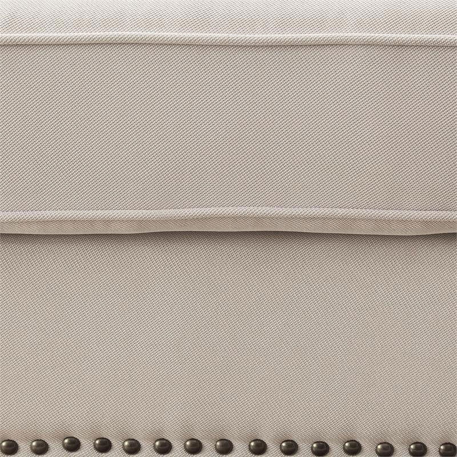 Furniture of America Ellington Fabric Nailhead Armless Accent Chair in Beige