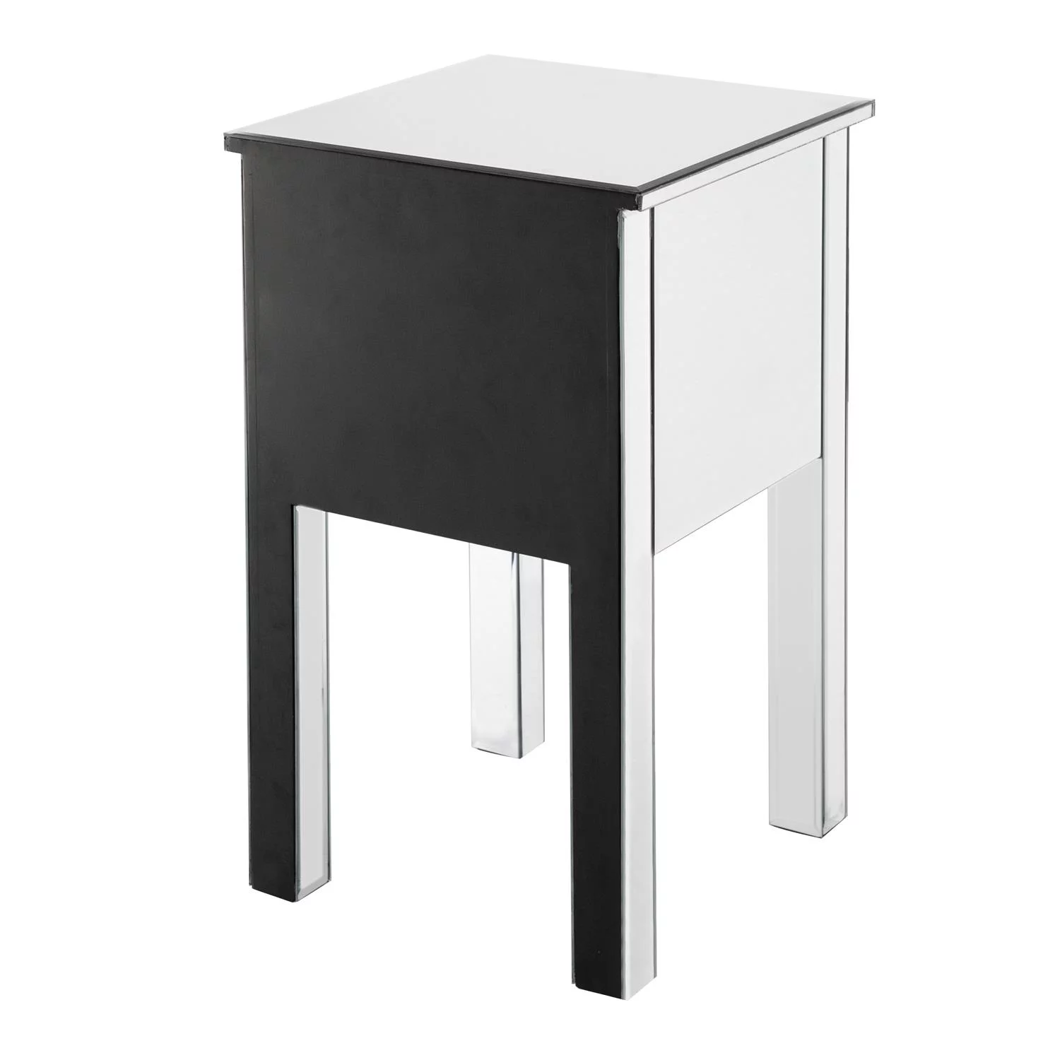 GoDecor Mirrored Nightstand Bedside Table Silver,Accent End Table Glass Furniture for Bedroom,Living Room,Sliver