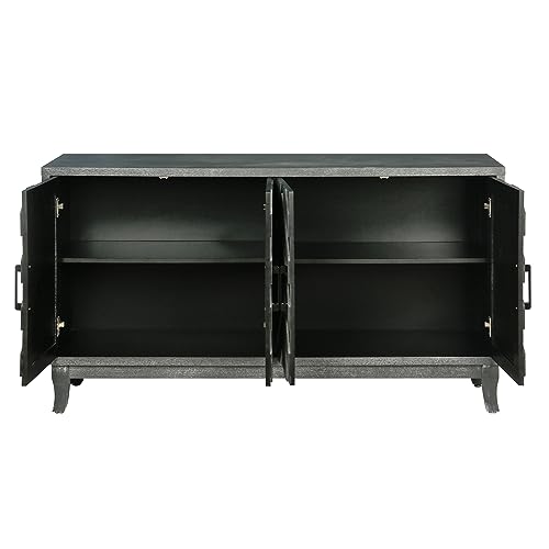 Vintage Sideboard Cabinet, Buffet Cabinet with 4 Doors, Accent Storage Cabinet with Adjustable Shelves