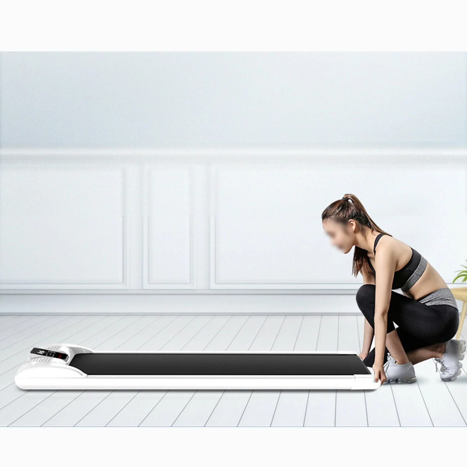 Fichiouy Portable Electric Treadmill Walking Pad Home Office Under Desk Exercise Machine with Touchable LCD Display AC110V