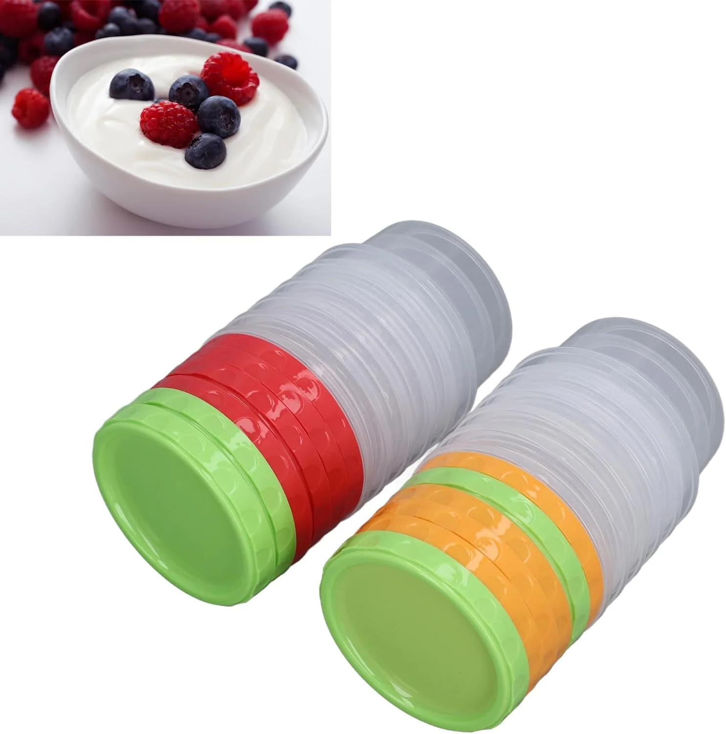 CD4-12 Sets 1 Cup Containers 8oz Stackable Reusable Round Plastic Food Containers with Lid for Portion Control Kitchen Freezer Small Plastic