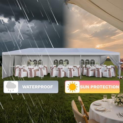 Flamaker Heavy Duty 10'x30' Party Tent Canopy - Waterproof Wedding & Event Shelter with Removable Sidewalls, 2 Doors