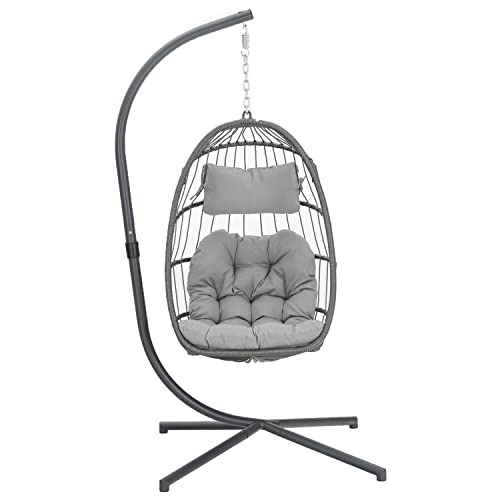 Yechen Hanging Egg Chair with Stand and Footrest for Indoor Outdoor