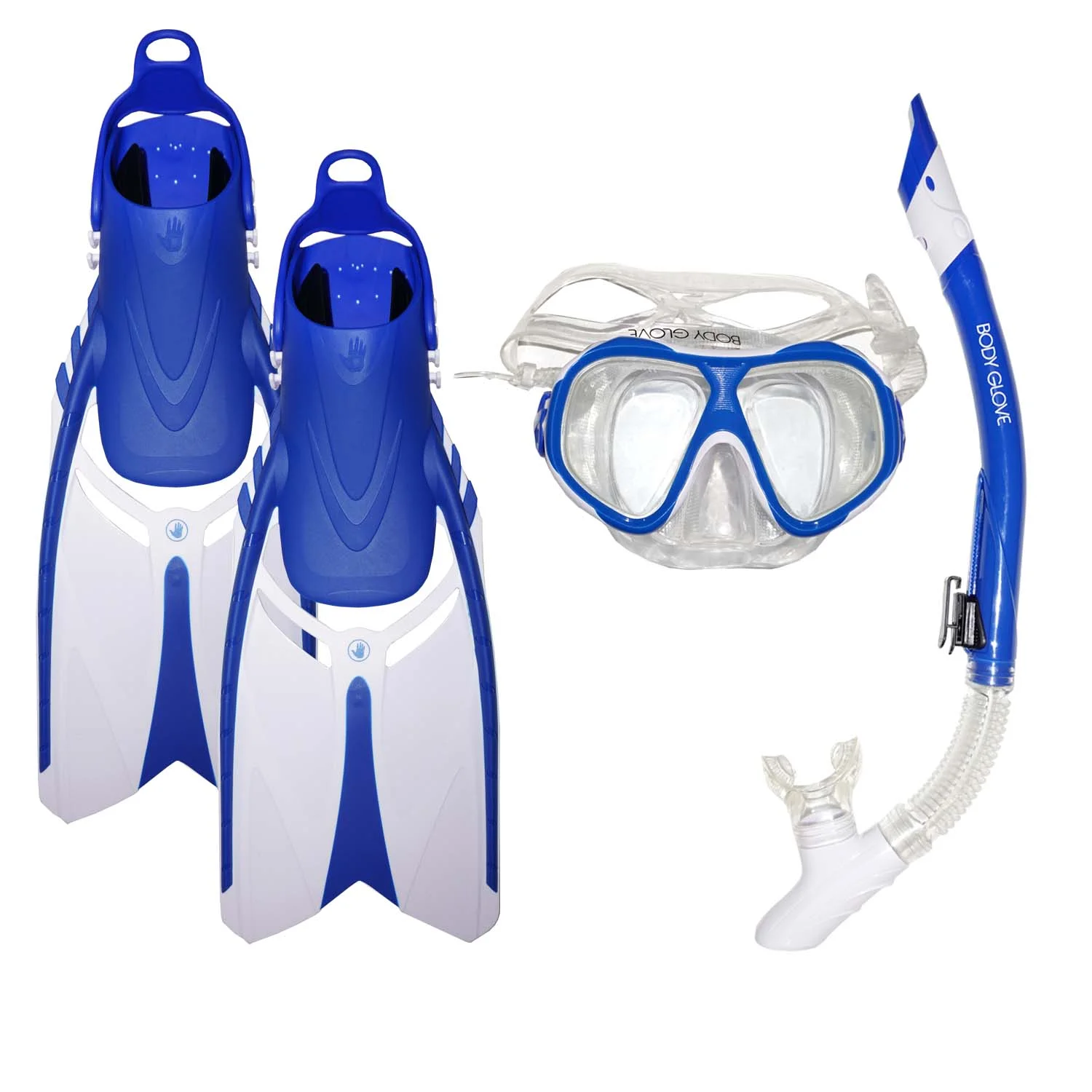 Body Glove Snorkeling Set Travel Bag Dive Mask And Snorkel And Fins Set- Tempered Glass Diving Mask - Silicone Goggles - Swimming Fins
