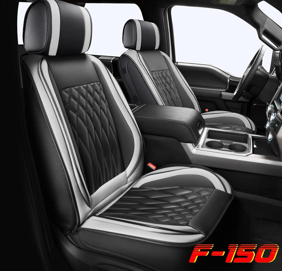 Sunny color 1 Pair Car Seat Covers Front Set with Waterproof Leather for Cars SUV Pick-up Truck Fit for 2009 to 2021 Ford F150 and 2017 to 2021 F250