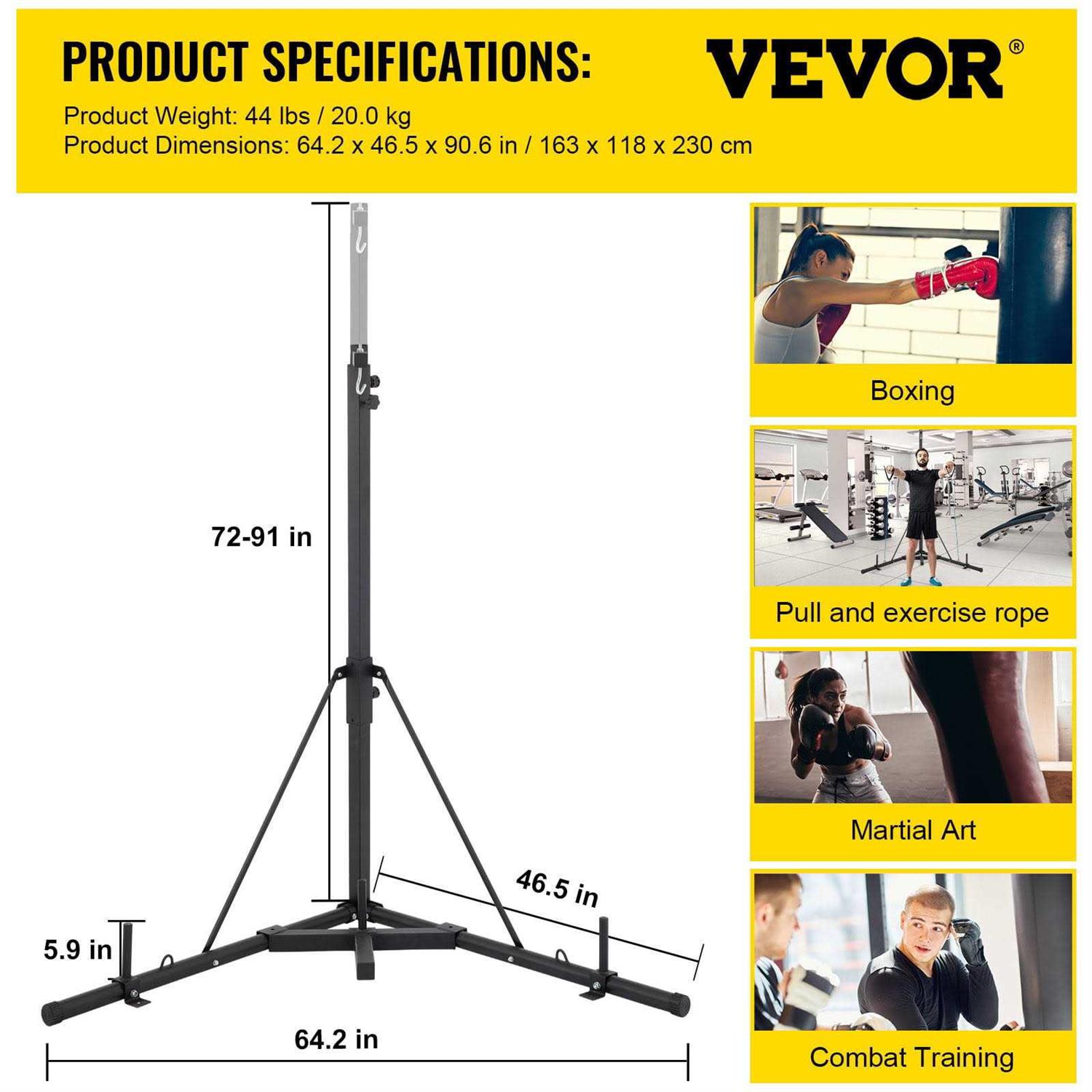 VEVOR Heavy Bag Stand Free Standing Punching Punch Bracket Station Boxing Stand Height Adjustable Folding Boxing Bag Stand